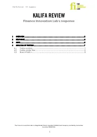 Kalifa Review – FIL Response KALIFA REVIEW Finance Innovation Lab’S Response