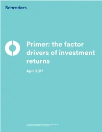 Primer: the Factor Drivers of Investment Returns