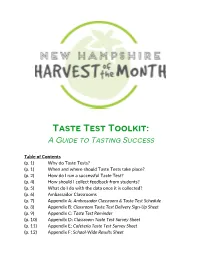 Taste Test Toolkit: a Guide to Tasting Success