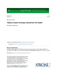 Tolkien's Creative Technique: &lt;I&gt;Beowulf&lt;/I&gt; and &lt;I&gt;The Hobbit&lt;/I&gt;