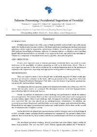 Toluene Poisoning (Accidental Ingestion of Evostik) Summary
