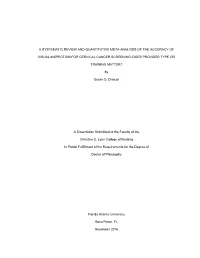 A Systematic Review and Quantitative Meta-Analysis of the Accuracy Of