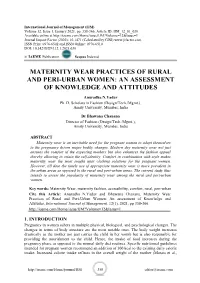 Maternity Wear Practices of Rural and Peri-Urban Women an Assessment