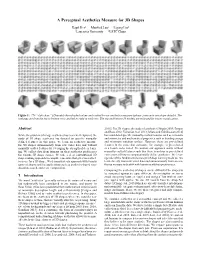 A Perceptual Aesthetics Measure for 3D Shapes