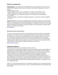 Definitions of Transitional Care
