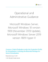 Microsoft Windows Server 2019 Version 1809 Hyper-V