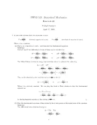 PHYS 521: Statistical Mechanics Homework #1