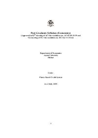 Post Graduate Syllabus (Economics) (Approved in 82Nd Meeting of AC Vide Resolution No