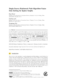 Single-Source Bottleneck Path Algorithm Faster Than Sorting for Sparse Graphs