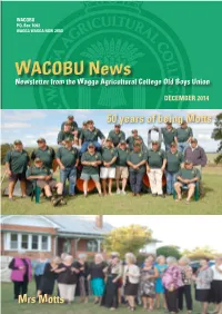 WACOBU News Newsletter from the Wagga Agricultural College Old Boys Union