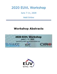 2020 EUVL Workshop – Abstracts