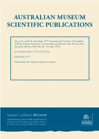 An Annotated Check-List of Australian and New Zealand Polychaeta, Archiannelida and Myzostomida