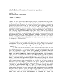 Charles Bally and the Origins of Translational Equivalence