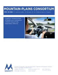 Cognitive Underpinnings of Beliefs and Confidence in Beliefs About Fully Automated Vehicles