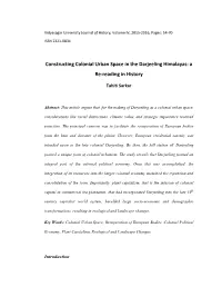 Constructing Colonial Urban Space in the Darjeeling Himalayas: a Re-Reading in History