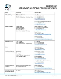 Contact List Ntt Indycar Series Team Pr Representatives