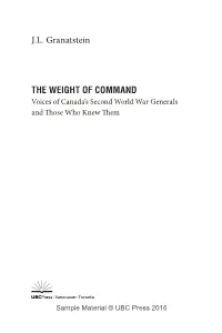 J.L. Granatstein the WEIGHT of COMMAND