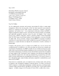June 1, 2015 Datuk Darrel Webber, Secretary General Roundtable On