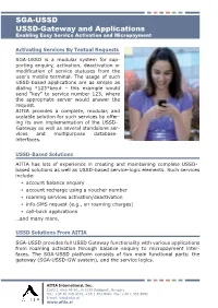 SGA-USSD USSD-Gateway and Applications Enabling Easy Service Activation and Micropayment