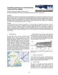 The History and Future of the Permafrost Tunnel Near Fox, Alaska