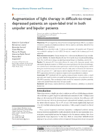 Augmentation of Light Therapy in Difficult-To-Treat Depressed Patients: an Open-Label Trial in Both Unipolar and Bipolar Patients