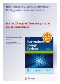 High-Performance Anode Materials for Rechargeable Lithium-Ion Batteries