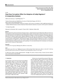 How Does Corruption Affect the Adoption of Lobby Registers? a Comparative Analysis