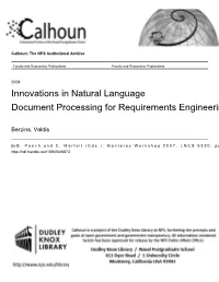 Innovations in Natural Language Document Processing for Requirements Engineering