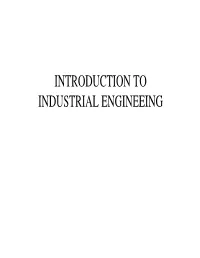 Introduction to Industrial Engineering