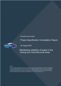 Maintaining Reliability of Supply in the Tarong and Chinchilla Local Areas