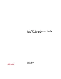 Oracle® ZFS Storage Appliance Security Guide, Release OS8.6.X