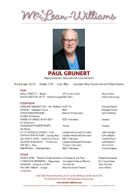 PAUL GRUNERT Representation: Alexandra Mclean-Williams