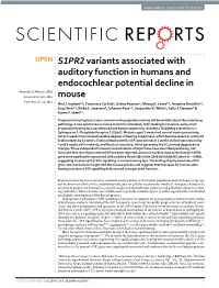 S1PR2 Variants Associated with Auditory Function in Humans