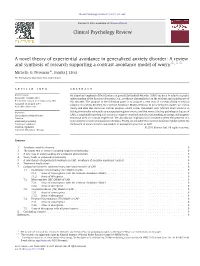A Novel Theory of Experiential Avoidance in Generalized Anxiety Disorder: a Review and Synthesis of Research Supporting a Contrast Avoidance Model of Worry☆,☆☆
