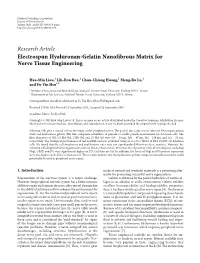 Electrospun Hyaluronan-Gelatin Nanofibrous Matrix for Nerve Tissue Engineering