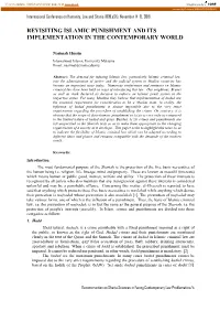Revisiting Islamic Punishment and Its Implementation in the Contemporary World