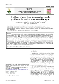 Synthesis of Novel Fused Heterocyclic Pyrazolo- Pyridazine Derivatives As