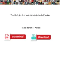 The Definite and Indefinite Articles in English