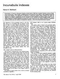 Incunabula Indexes