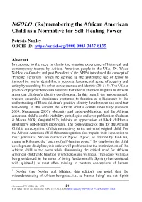 NGOLO: (Re)Membering the African American Child As a Normative for Self-Healing Power
