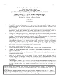 Petition for Relief from a Conviction Or Sentence by a Person in State