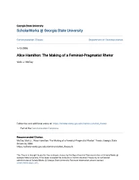 Alice Hamilton: the Making of a Feminist-Pragmatist Rhetor