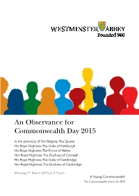 An Observance for Commonwealth Day 2015