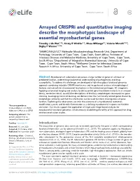 Arrayed Crispri and Quantitative Imaging Describe the Morphotypic Landscape of Essential Mycobacterial Genes