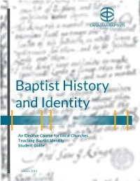 Baptist History and Identity Course Student Guide