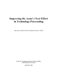 Improving the Army's Next Effort in Technology Forecasting