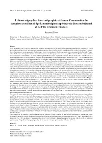 Lithostratigraphie, Biostratigraphie Et Faunes D'ammonites Du Complexe