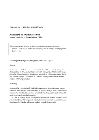 Namnbyte Till Olympiastadion Motion (2009:26) Av Stefan Nilsson (MP)