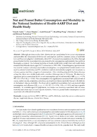 Nut and Peanut Butter Consumption and Mortality in the National Institutes of Health-AARP Diet and Health Study