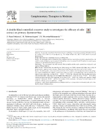 A Double-Blind Controlled Crossover Study to Investigate the Efficacy Of